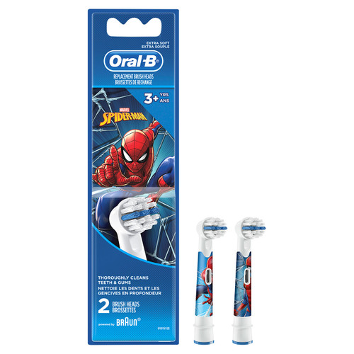 Kids Extra Soft Replacement Brush Heads featuring Marvel's Spiderman, 2 count