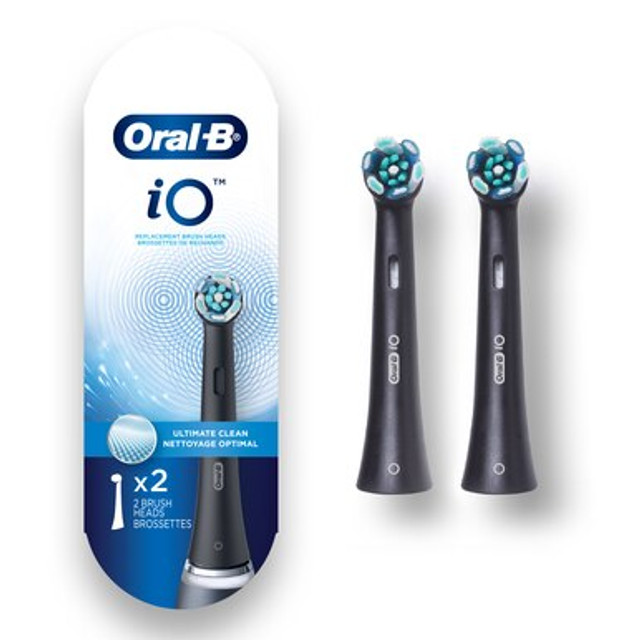 Oral-B iO Ultimate Clean Replacement Brush Heads, 2-Count, Black